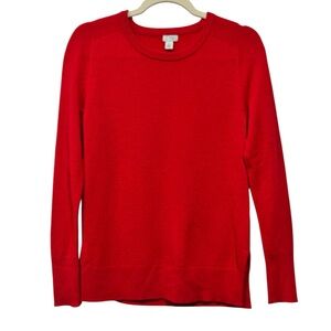 Halogen Cashmere Vibrant Red Crew Neck Sweater Bold Luxury Preppy Tunic XS